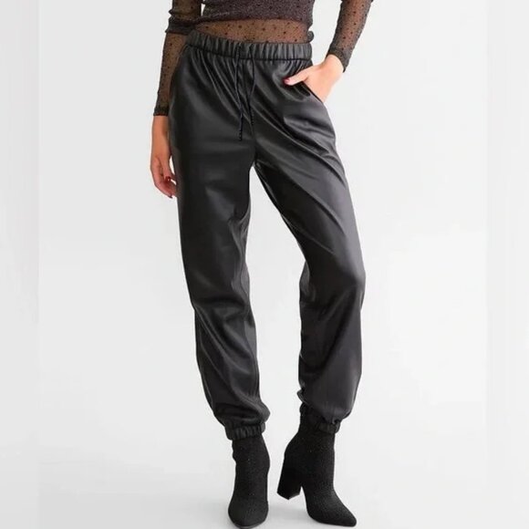 No brand Pants - Black Vegan Leather Pants High Waist Pants NWT - Size M